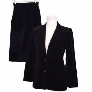 Vintage Paula Saker Black Velvet Skirt Set